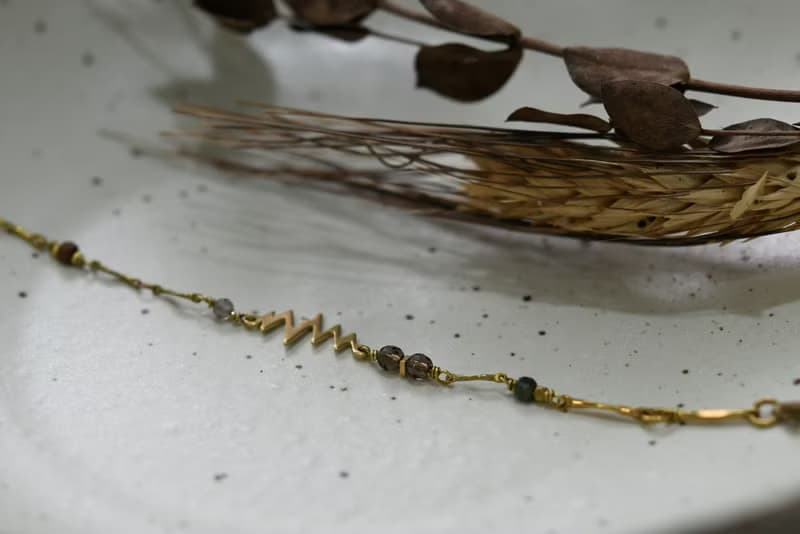 幾何系列 NO.3│松石x鋯石x黃銅│黃銅手鍊