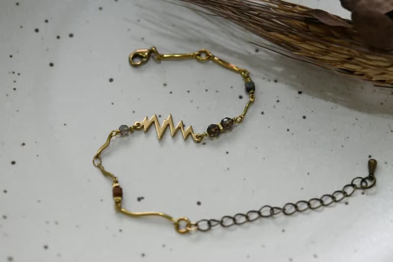 幾何系列 NO.3│松石x鋯石x黃銅│黃銅手鍊