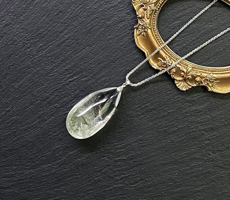 招正財 貴人-天然異像幽靈水晶 冰透綠幽靈金字塔925純銀鈦鋼項鍊