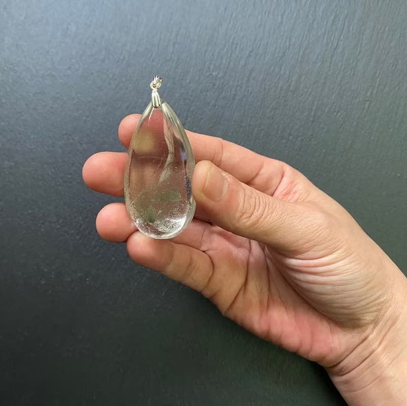 招正財 貴人-天然異像幽靈水晶 冰透綠幽靈金字塔925純銀鈦鋼項鍊