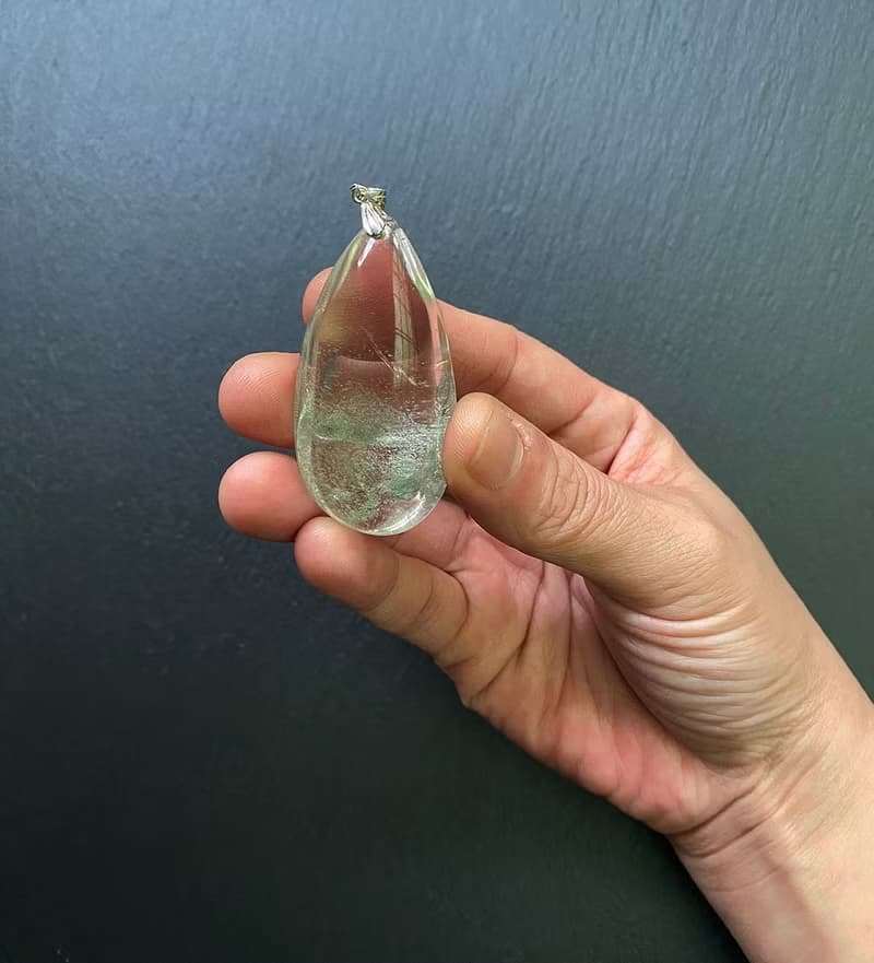 招正財 貴人-天然異像幽靈水晶 冰透綠幽靈金字塔925純銀鈦鋼項鍊