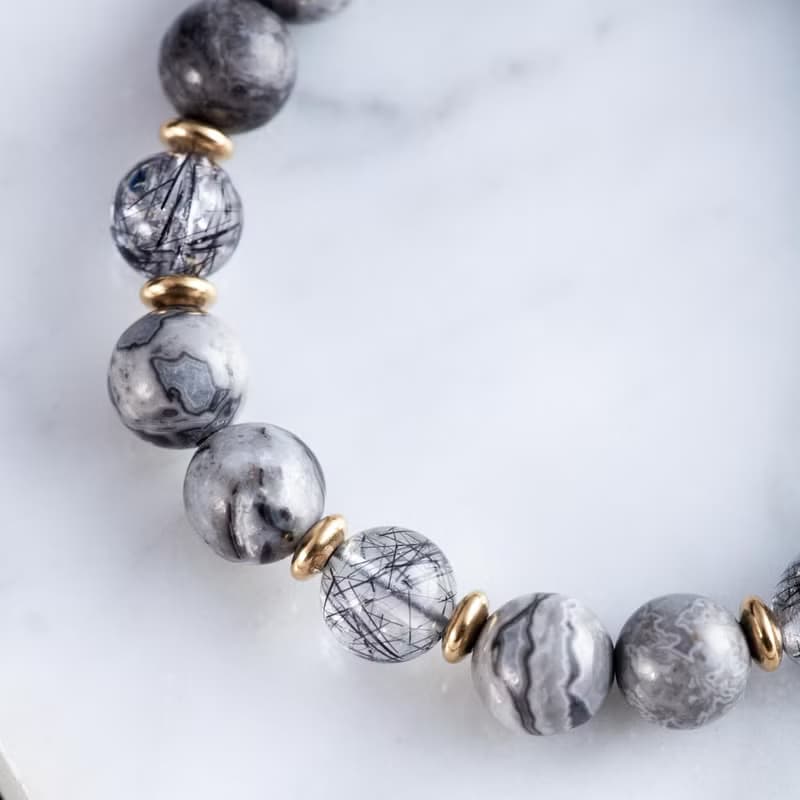 黑髮晶地圖石手鍊