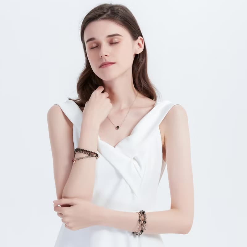 黑髮晶地圖石手鍊