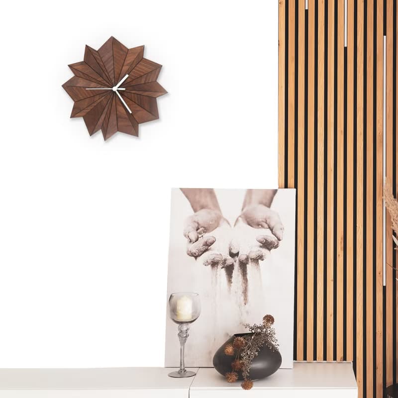 精美的有機掛鐘採用美國胡桃木貼面 - Origami胡桃木