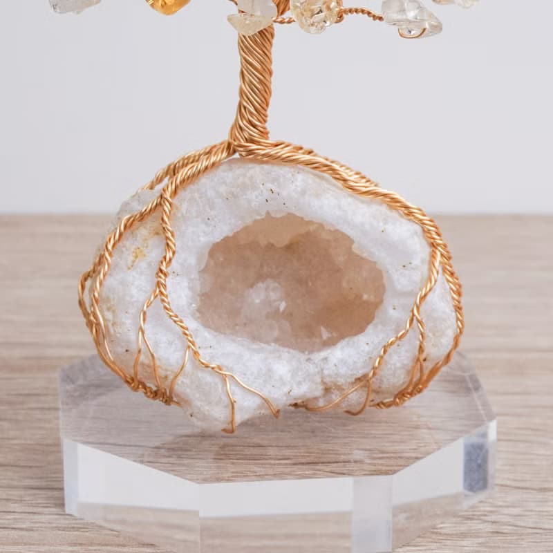 聚寶盆水晶樹 小尺寸 // 黃水晶 白晶洞 // 招財 豐盛 // 贈底座