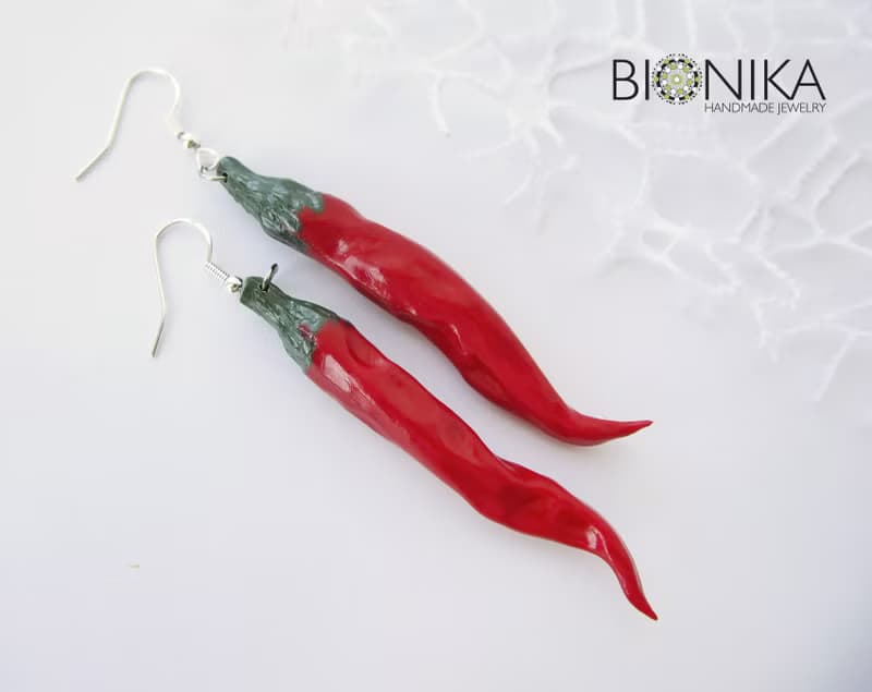 Red Hot Chili Pepper Earrings Vegetable Earrings Food earrings Red cute earrings