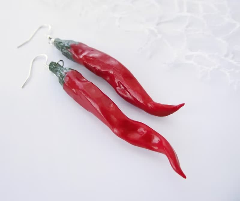 Red Hot Chili Pepper Earrings Vegetable Earrings Food earrings Red cute earrings