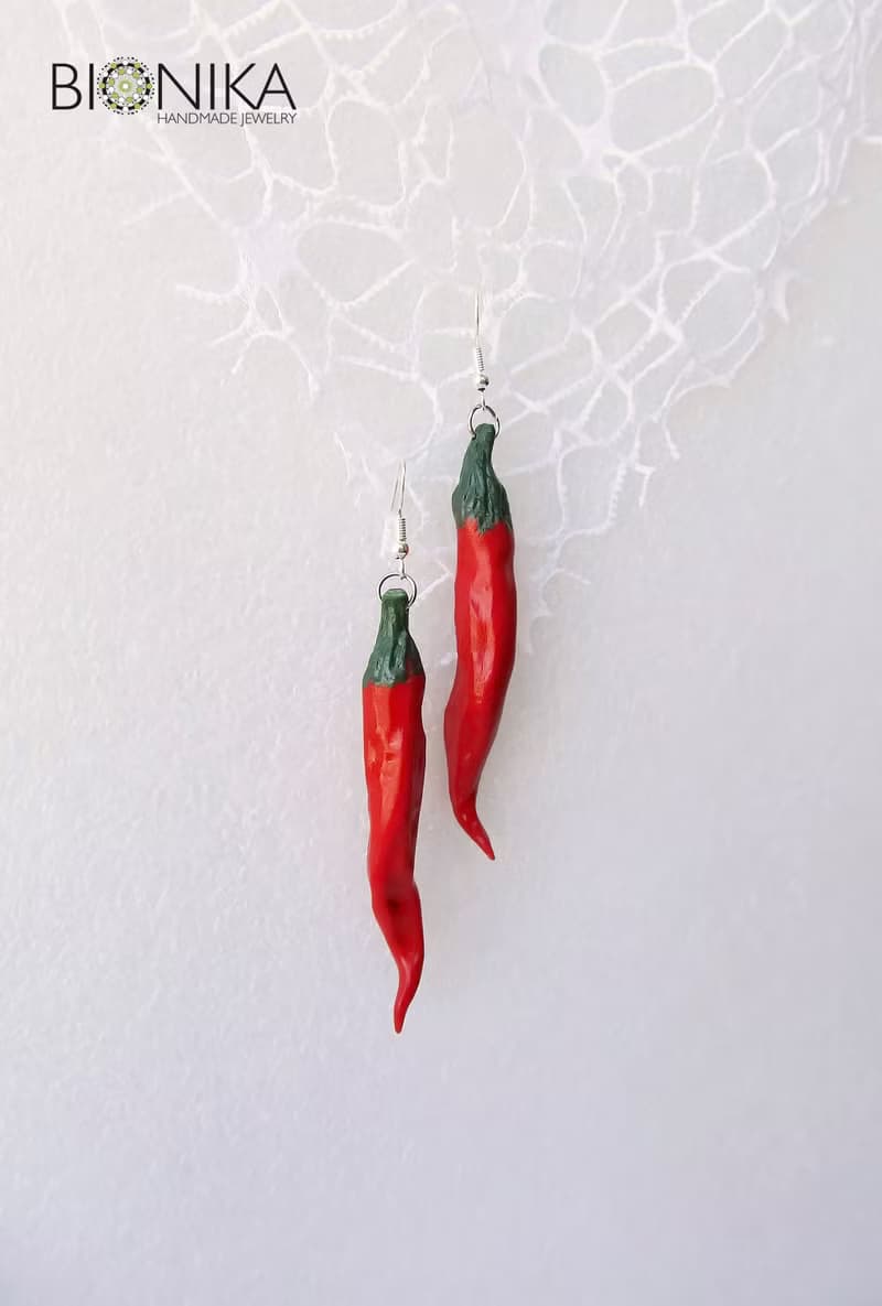 Red Hot Chili Pepper Earrings Vegetable Earrings Food earrings Red cute earrings