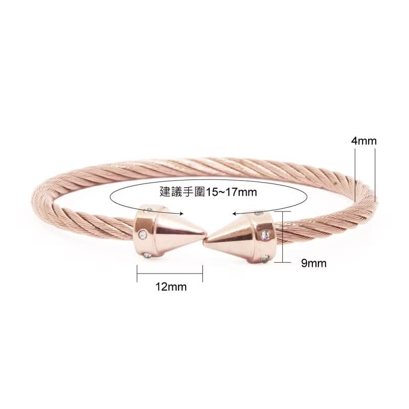 冰旋Spin | 水晶鋼索螺旋手環(玫瑰金) 女生尖頭手環