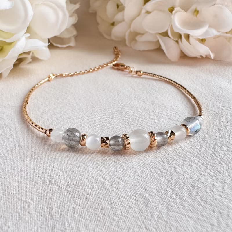 白月亮石 拉長石 藍月亮石 | 舒緩情緒 情感平衡  | 手鍊手環