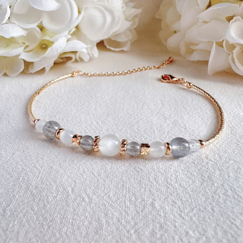 白月亮石 拉長石 藍月亮石 | 舒緩情緒 情感平衡  | 手鍊手環