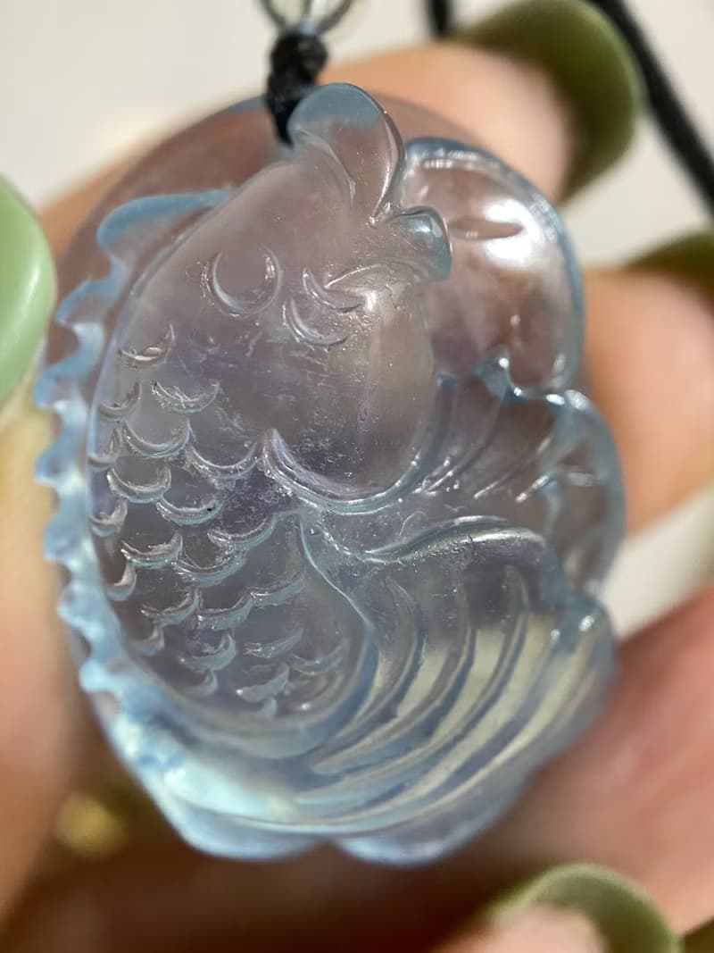 海藍寶魚牌中國結吊墜項鍊