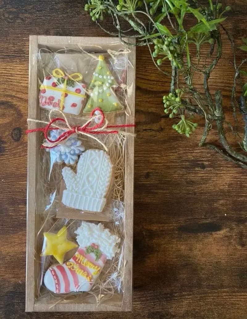 有機糖霜餅乾木製禮品盒　海　貝殻　人魚