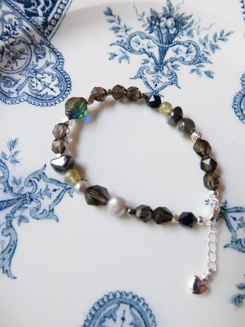 水晶手鍊/茶晶/沙佛萊石榴石