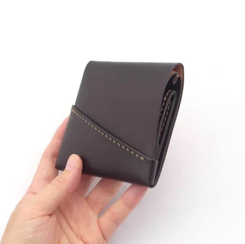 【ミニ財布】革 ログウッド染め 草木染め 右利き 手縫い 手染め 手作り【chotof/ちょとふ】