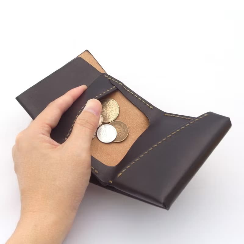 【ミニ財布】革 ログウッド染め 草木染め 右利き 手縫い 手染め 手作り【chotof/ちょとふ】