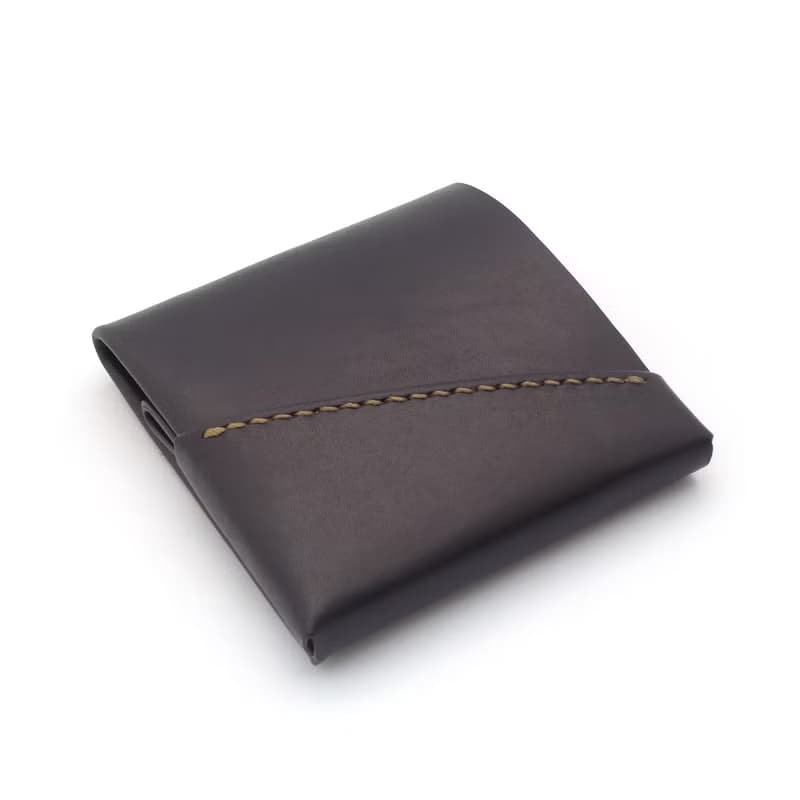 【ミニ財布】革 ログウッド染め 草木染め 右利き 手縫い 手染め 手作り【chotof/ちょとふ】