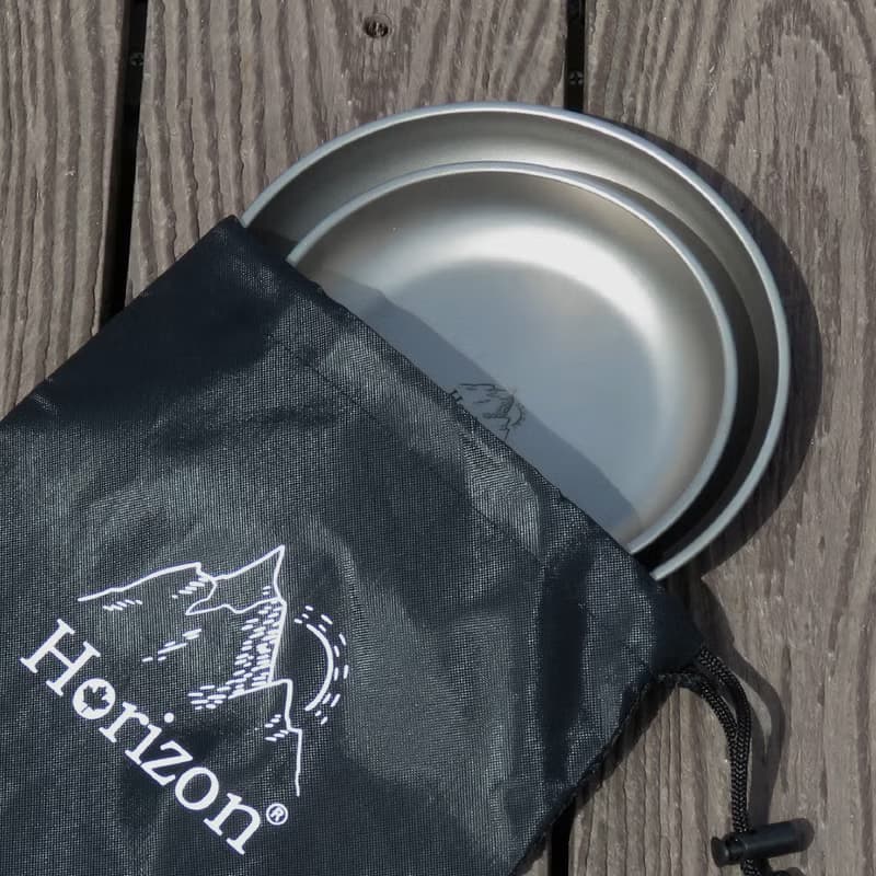 【Horizon 天際線】純鈦戶外野營餐盤雙盤組 (18cm+15cm)