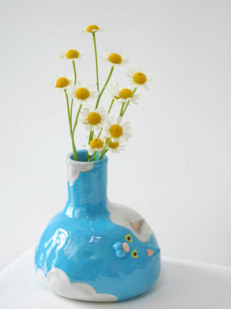 花の器皿•雲朵貓花器 陶作 【僅一個】