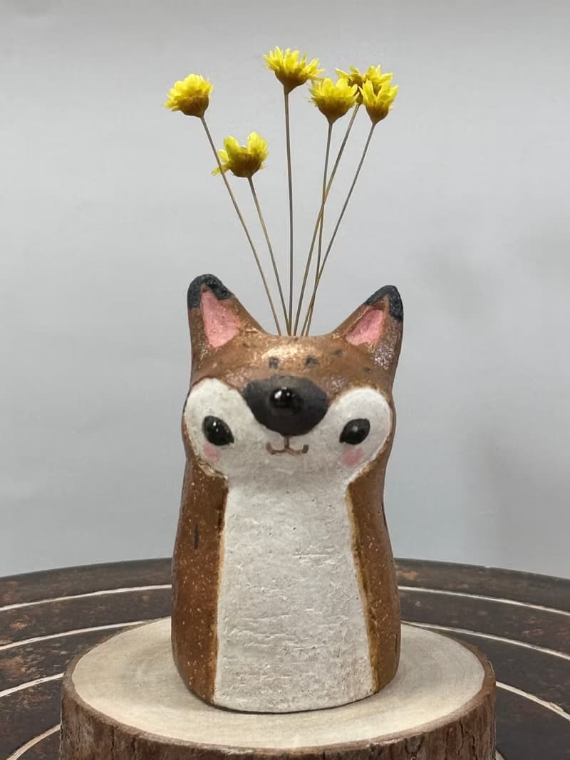 木白的小狐狸造型一輪插花器擴精油擴香瓶