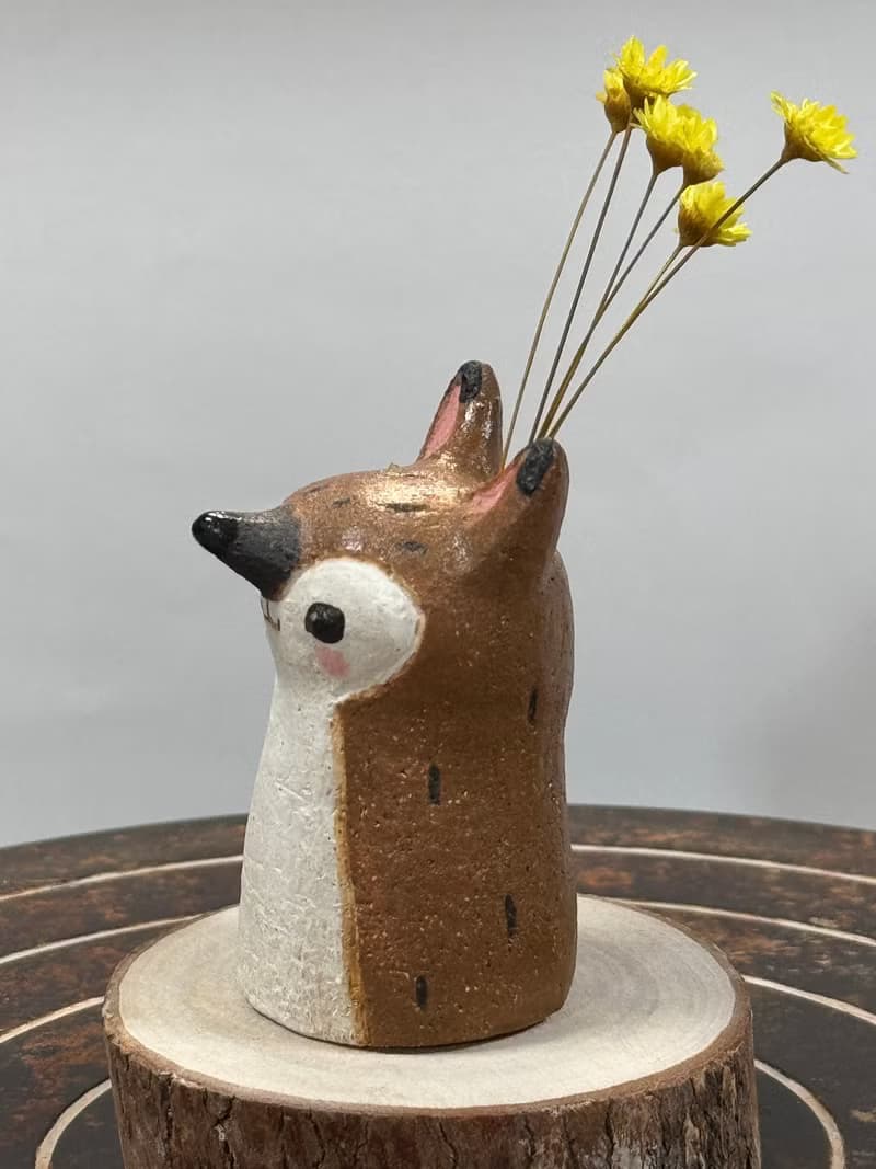 木白的小狐狸造型一輪插花器擴精油擴香瓶