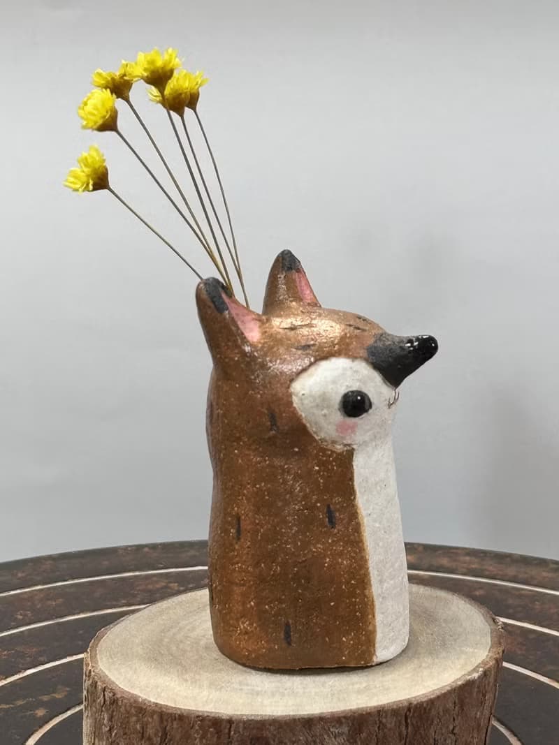 木白的小狐狸造型一輪插花器擴精油擴香瓶