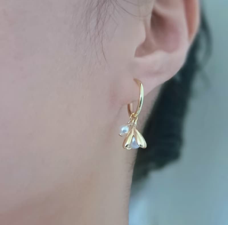 14K/耳飾-含苞待放