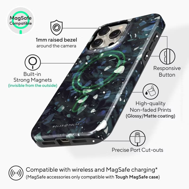 北歐水磨石 iPhone 16/15/14/13 手機殼 MagSafe兼容