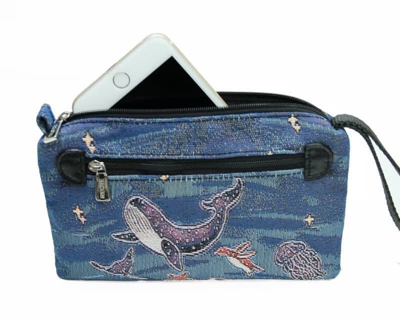 多功能手拿包  手機袋  防潑水  /  平織緹花 復古牡丹