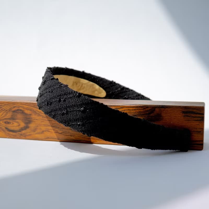 basic black tweed hairband handmade headband