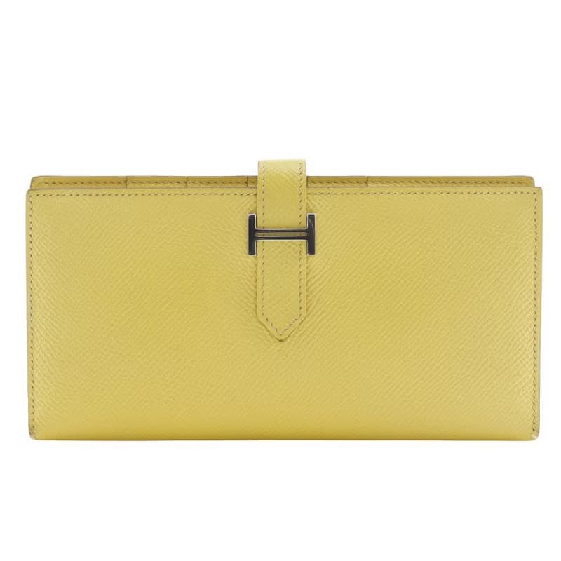【日本直送】エルメス HERMES ベアンスフレ 長財布 ヴォーエプソン 黄 R レディース【中古】