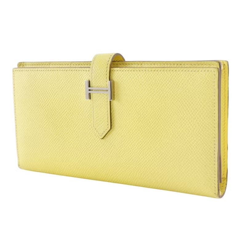 【日本直送】エルメス HERMES ベアンスフレ 長財布 ヴォーエプソン 黄 R レディース【中古】