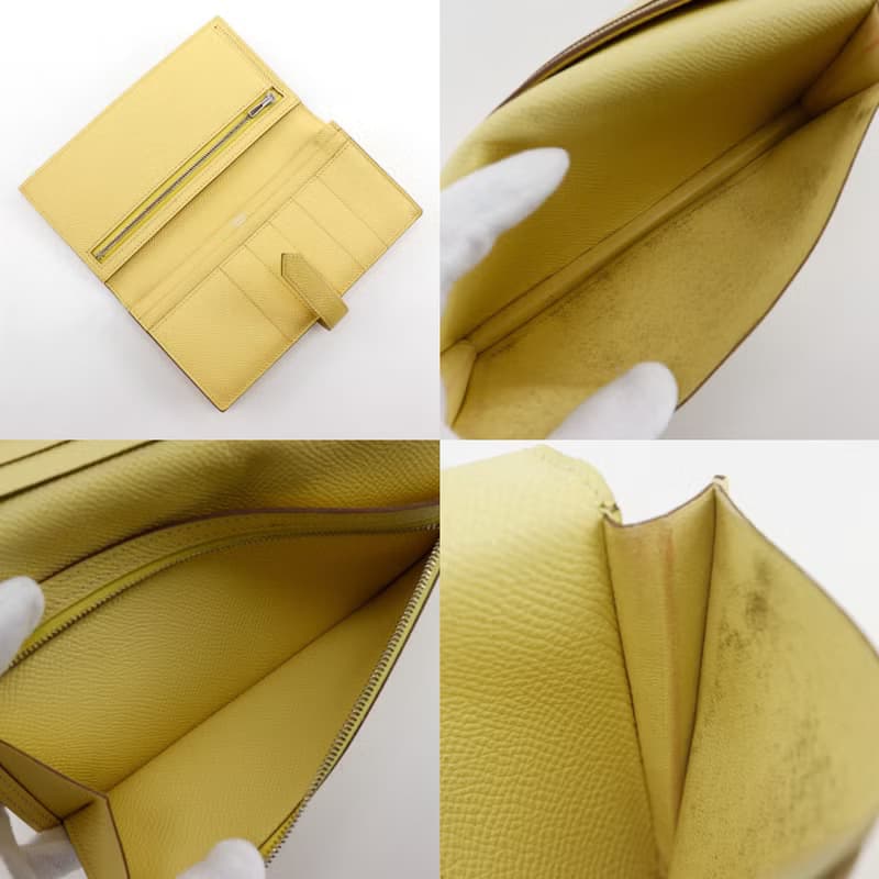 【日本直送】エルメス HERMES ベアンスフレ 長財布 ヴォーエプソン 黄 R レディース【中古】
