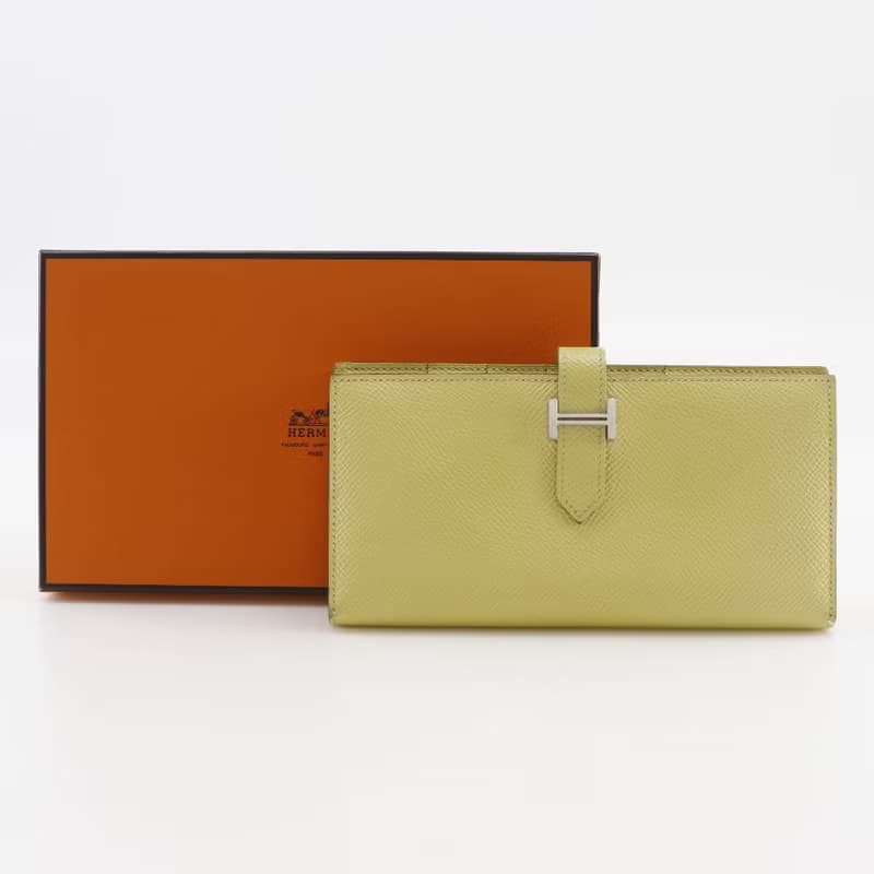 【日本直送】エルメス HERMES ベアンスフレ 長財布 ヴォーエプソン 黄 R レディース【中古】