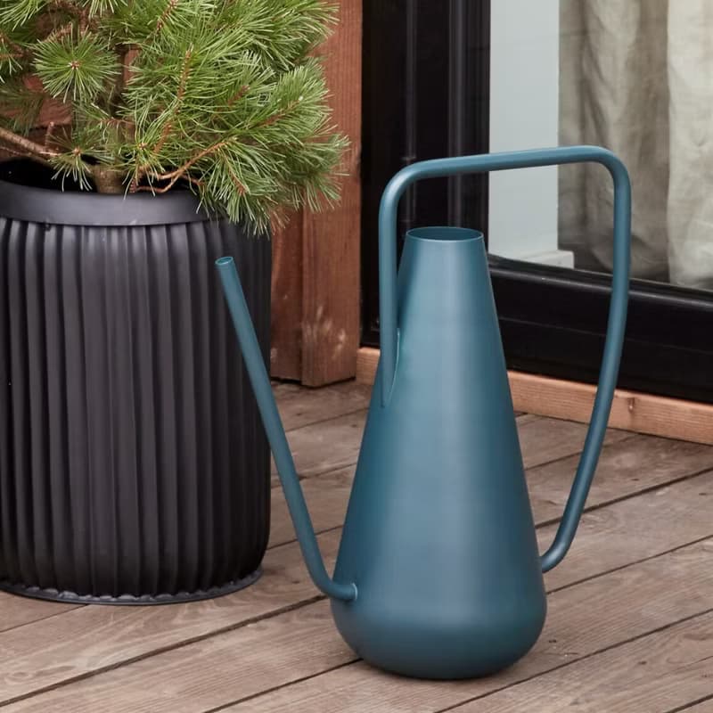 【Hübsch】－990901 深藍綠色簡約金屬澆水壺 植栽 園藝