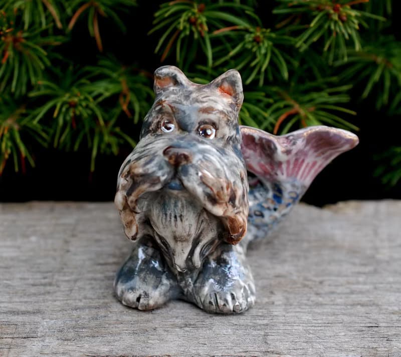 Dog mermaid Small porcelain figurine Fairy sea creatures Cute yorkshire terrier