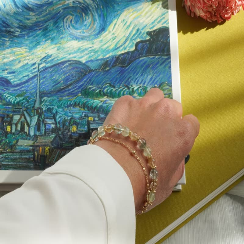 綠幽靈葡萄石金髮晶14KGF手鏈