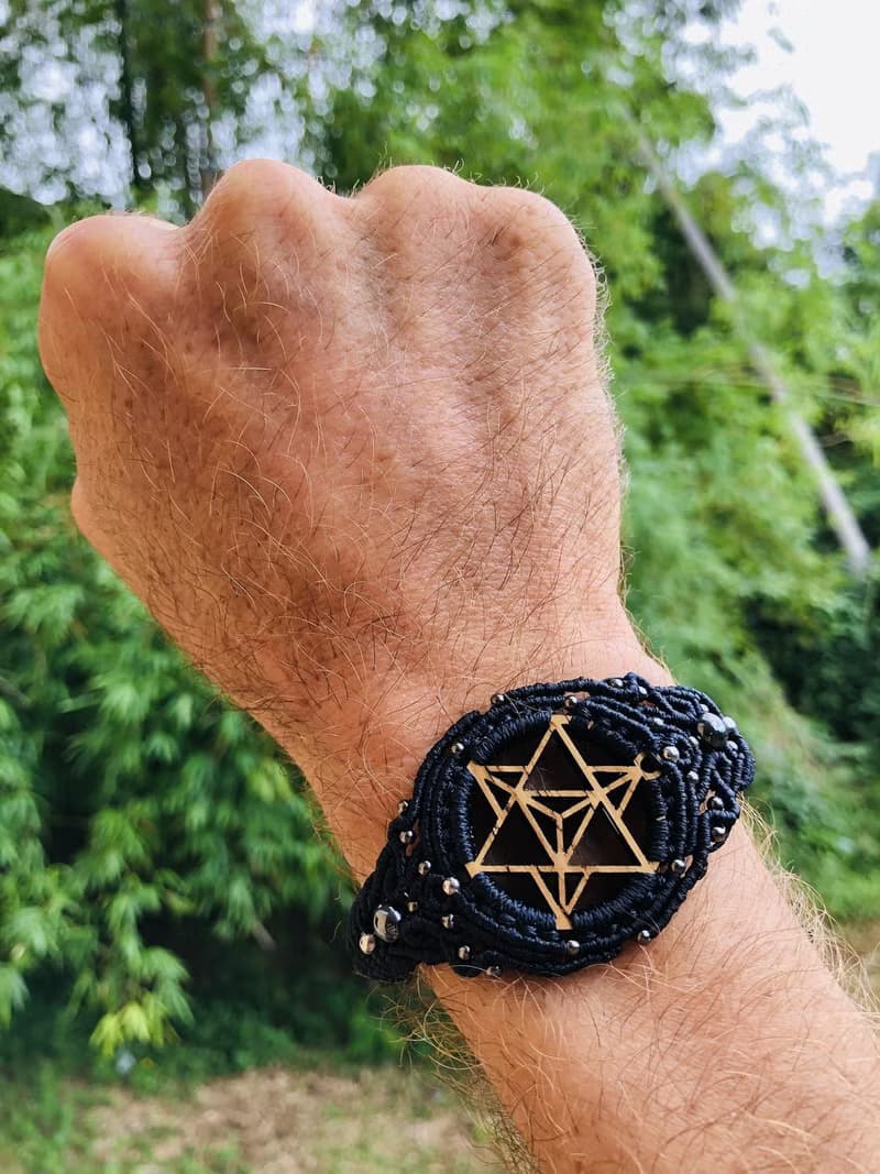 Hematite Merkaba Watch bracelet macrame