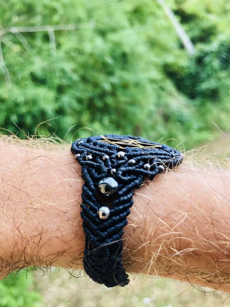 Hematite Merkaba Watch bracelet macrame