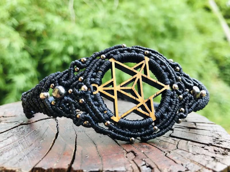 Hematite Merkaba Watch bracelet macrame