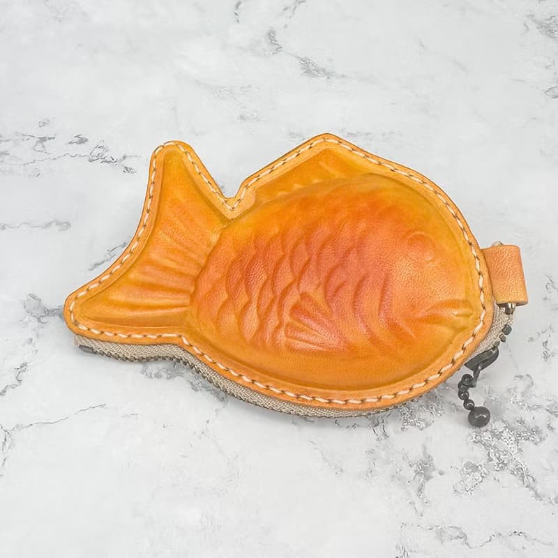 皮革鯛魚燒造型零錢包