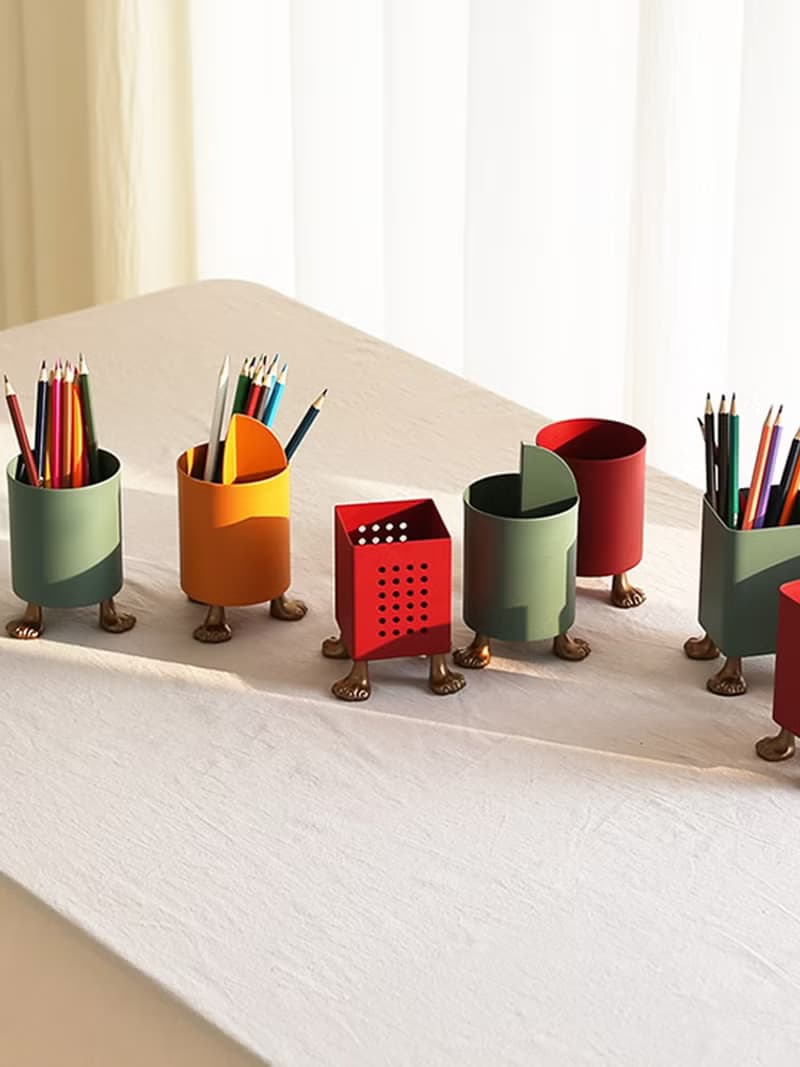 可愛貓腳 筆筒 彩妝刷收納 辦公室書桌收納 餐具收納