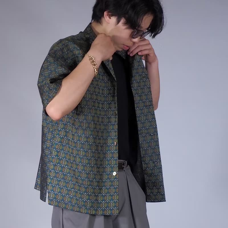 【日本製】翻拍和服襯衫男士 L、短長襯衫男士、給他的禮物