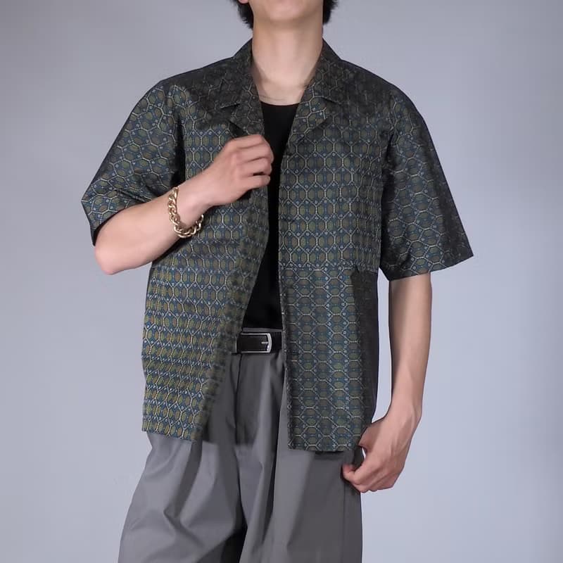 【日本製】翻拍和服襯衫男士 L、短長襯衫男士、給他的禮物