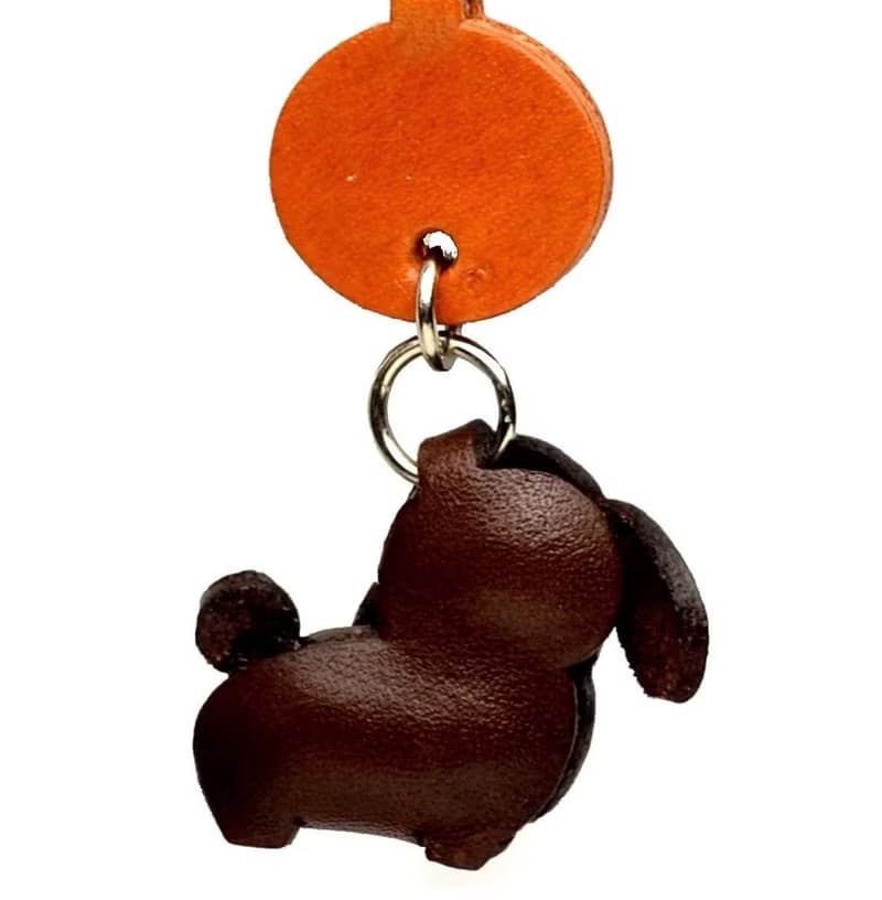 トイプードル  チョコレートブラウン　犬　本革キーホルダー　リードチャーム 　手作り　日本製　VANCA