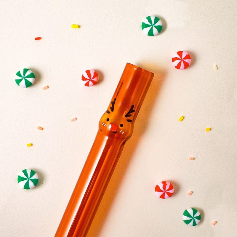 麋鹿造型玻璃吸管