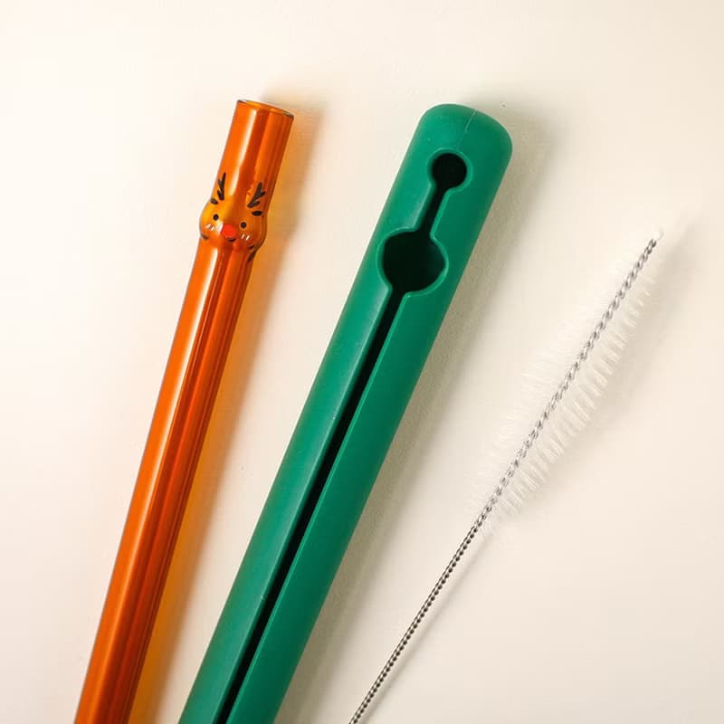 麋鹿造型玻璃吸管