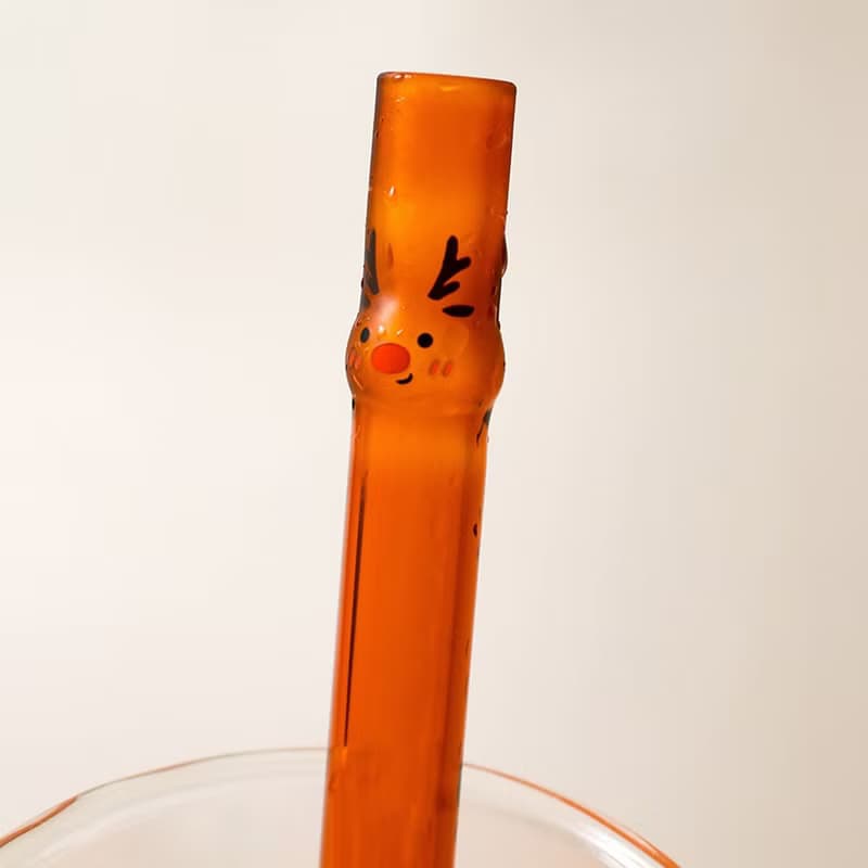 麋鹿造型玻璃吸管