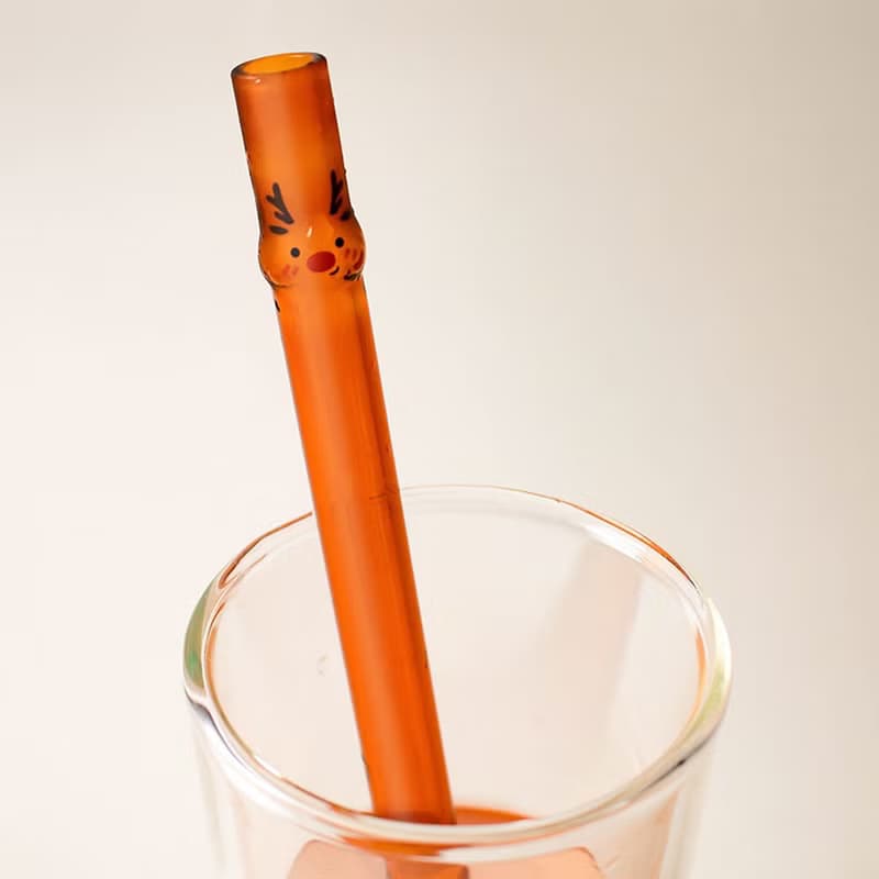 麋鹿造型玻璃吸管