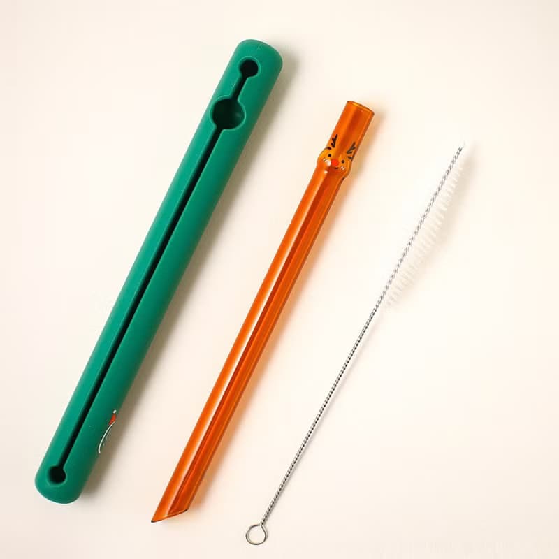 麋鹿造型玻璃吸管